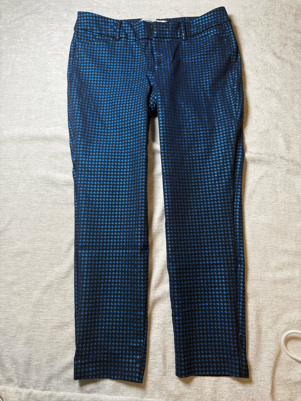 Old Navy Blue & Navy Houndstooth Slim Chinos women's trousers